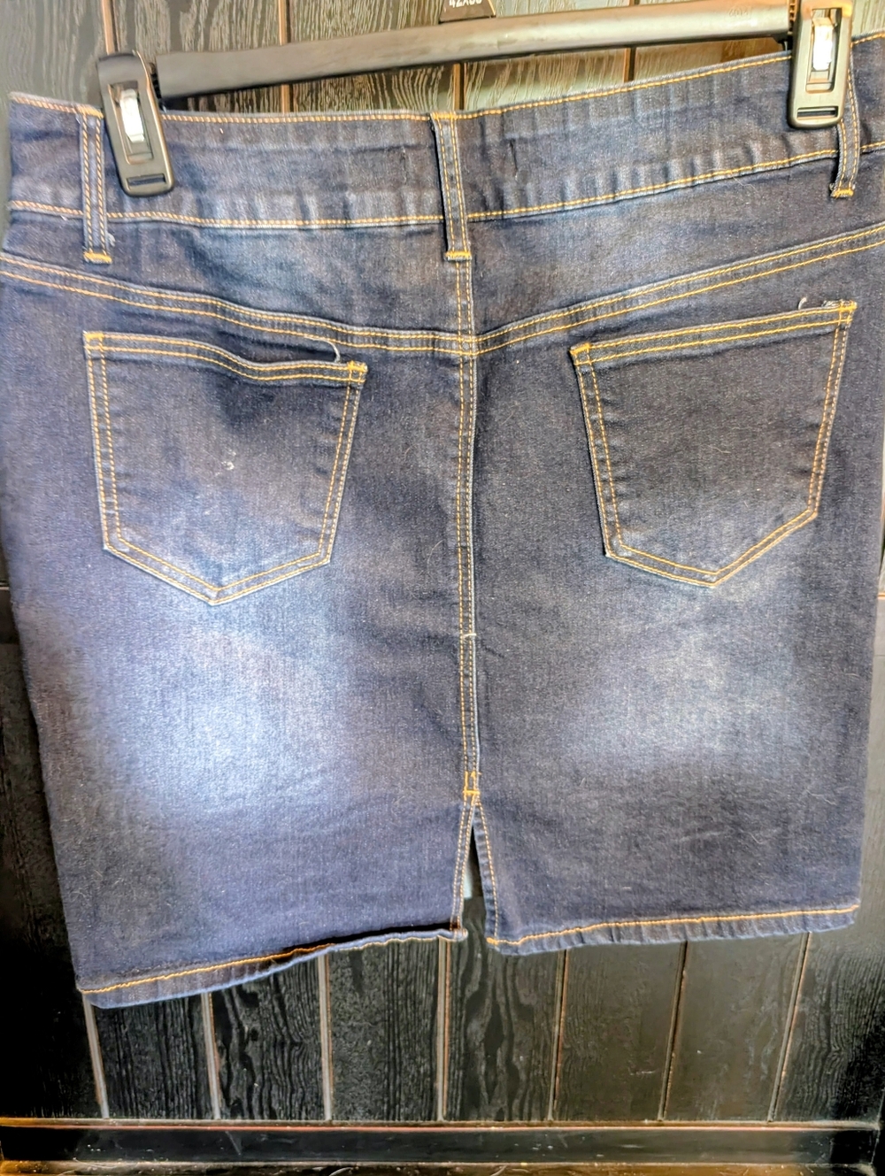Dark Blue Distressed Denim Skirt - Women's 18 - Picture 2 of 3